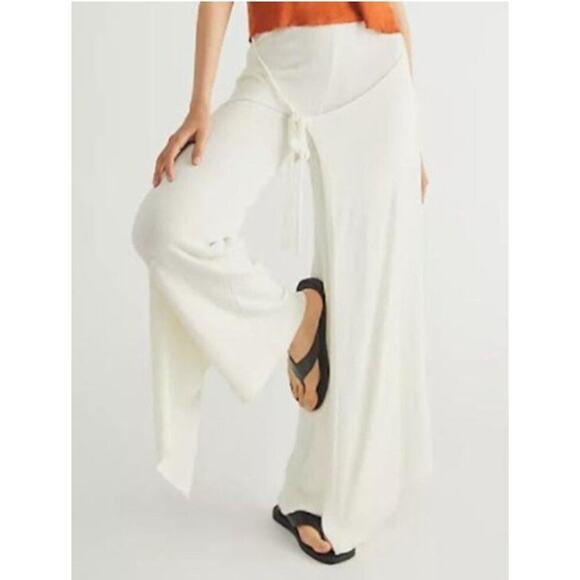 Free People Beach Cover-Up Island Boho Wide Leg Ivory Pant XS - Picture 1 of 6